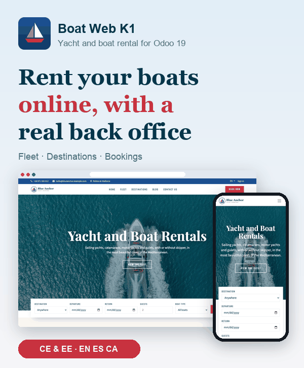 Portada de Boat Web K1 - Yacht and Boat Rental Website