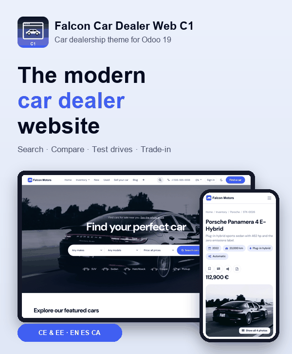 Portada de Falcon Car Dealer Web C1 - Car Dealership Website Theme