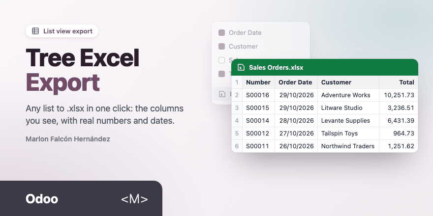 Portada de One-Click List to Excel Export MFH