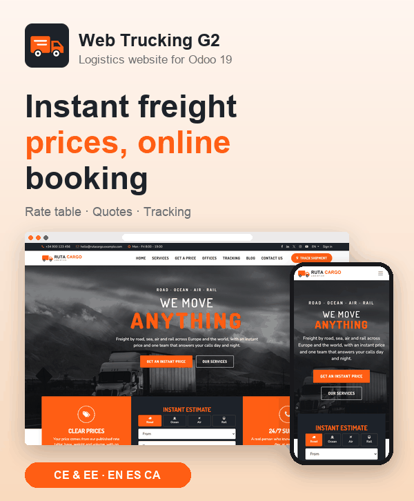 Portada de Web Trucking G2 - Logistics and Transport Website